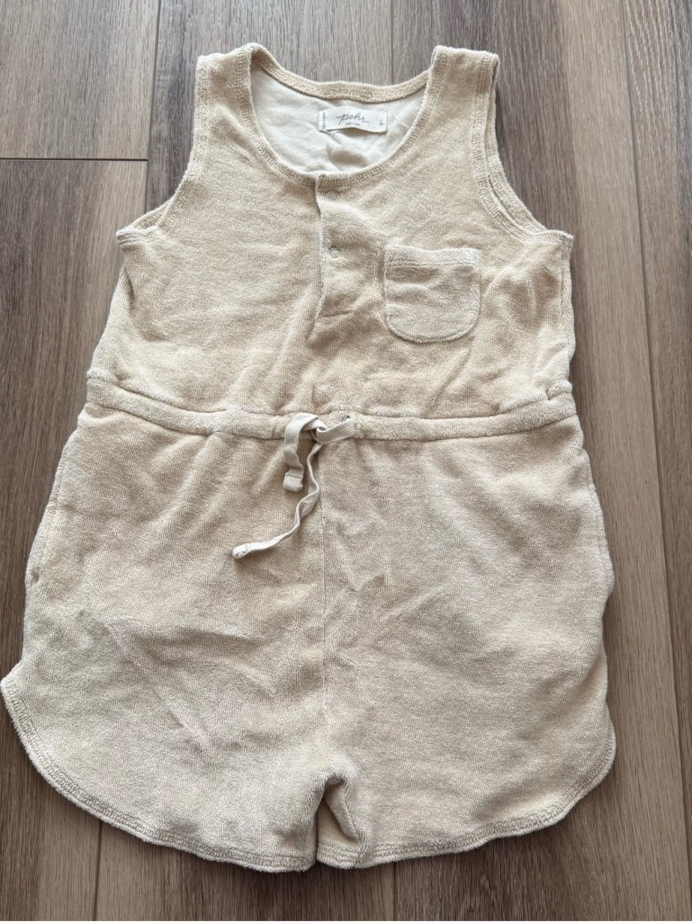 Pehr Soft Terry Tank Romper in Light Beige size 6y